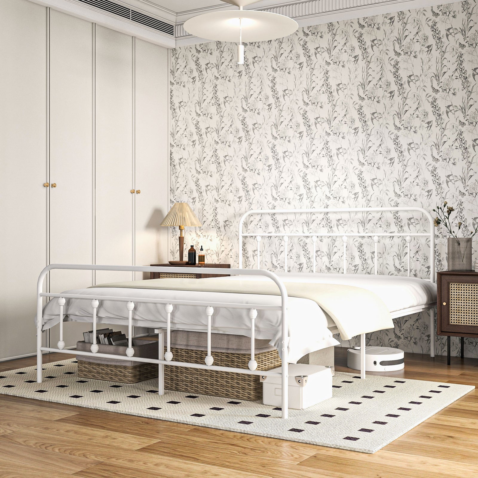 Single/double/king Metal Platform Bed Frame Underbed Storage | Double | White