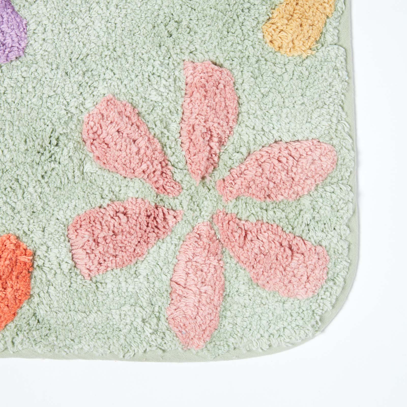 Floral Multi Colour Cotton Bath Mat | Shower Mat | Multi Colour
