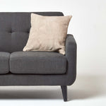 Real Leather Suede Cushion With Feather Filling | 45cm x 45cm | Cream