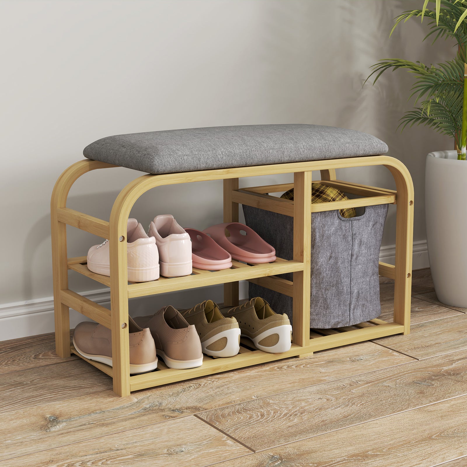 Shoe Rack Bench With Seat For Hallway, Entryway