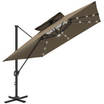3.5x3m Cantilever Parasol, Solar Led Lights | Khaki