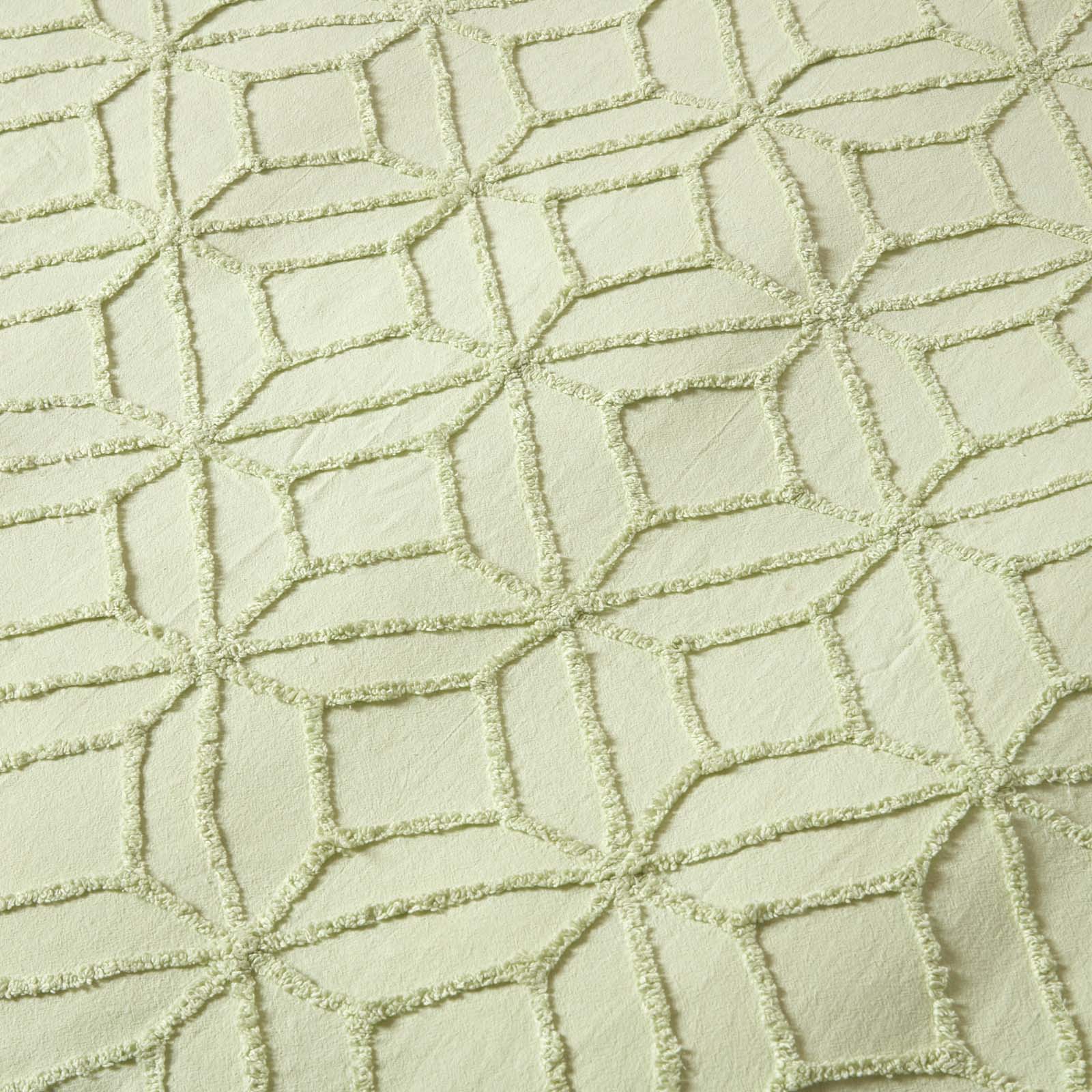 Diamond Cotton Tufted Duvet Cover Set | King | Sage Green