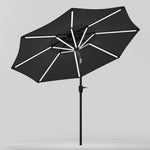 3m Solar Led Patio Umbrella, Outdoor Parasol With 16 Led Tubes, Crank Lift & Push Button Tilt Without Base | One Size | Dark Grey