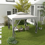 3 X 3 M Gazebo, Netting Party Tent W/ Double Tier Roof | Light Grey
