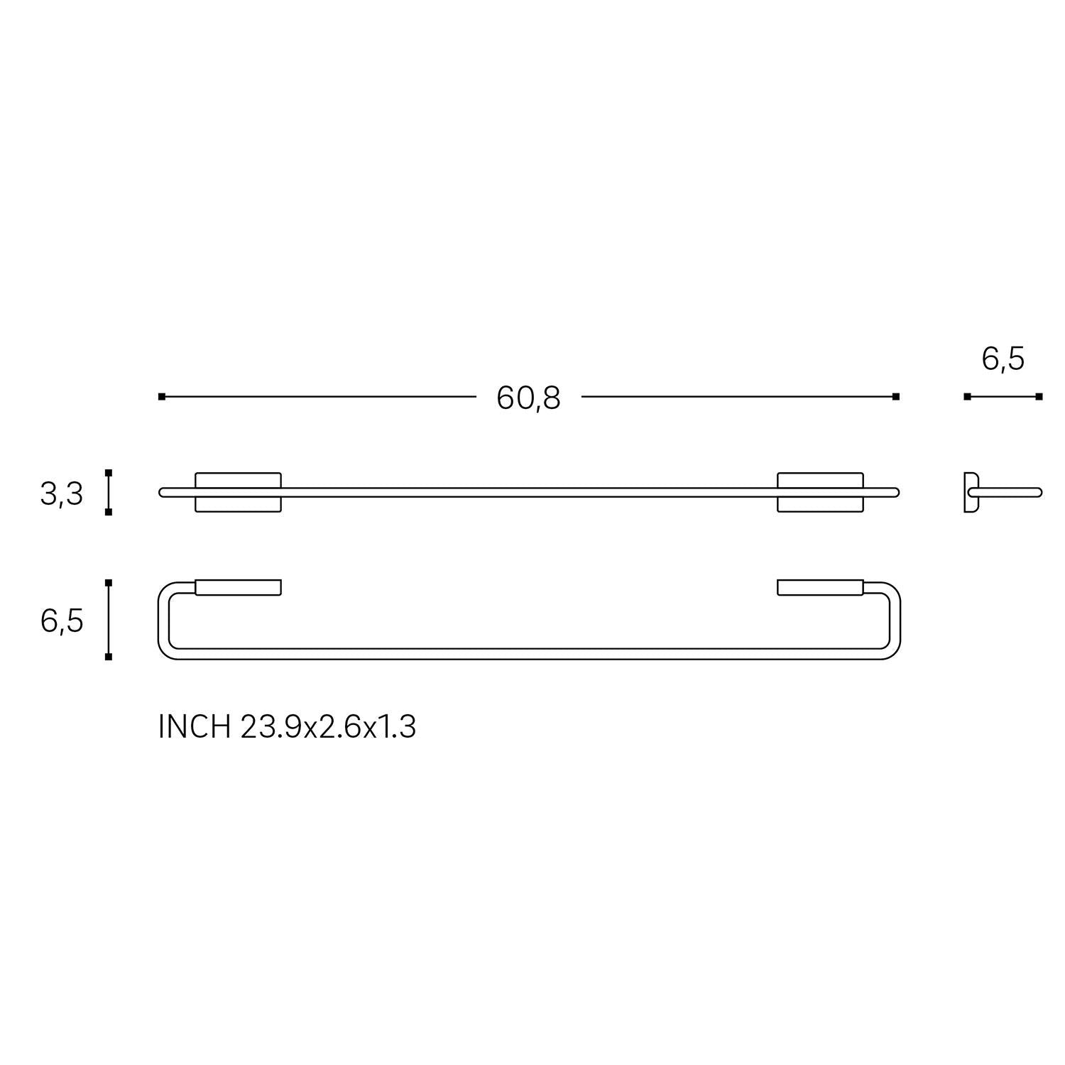 Towel Rail 60cm Screw-in Or Self-adhesive, Chrome Silver, Next Collection