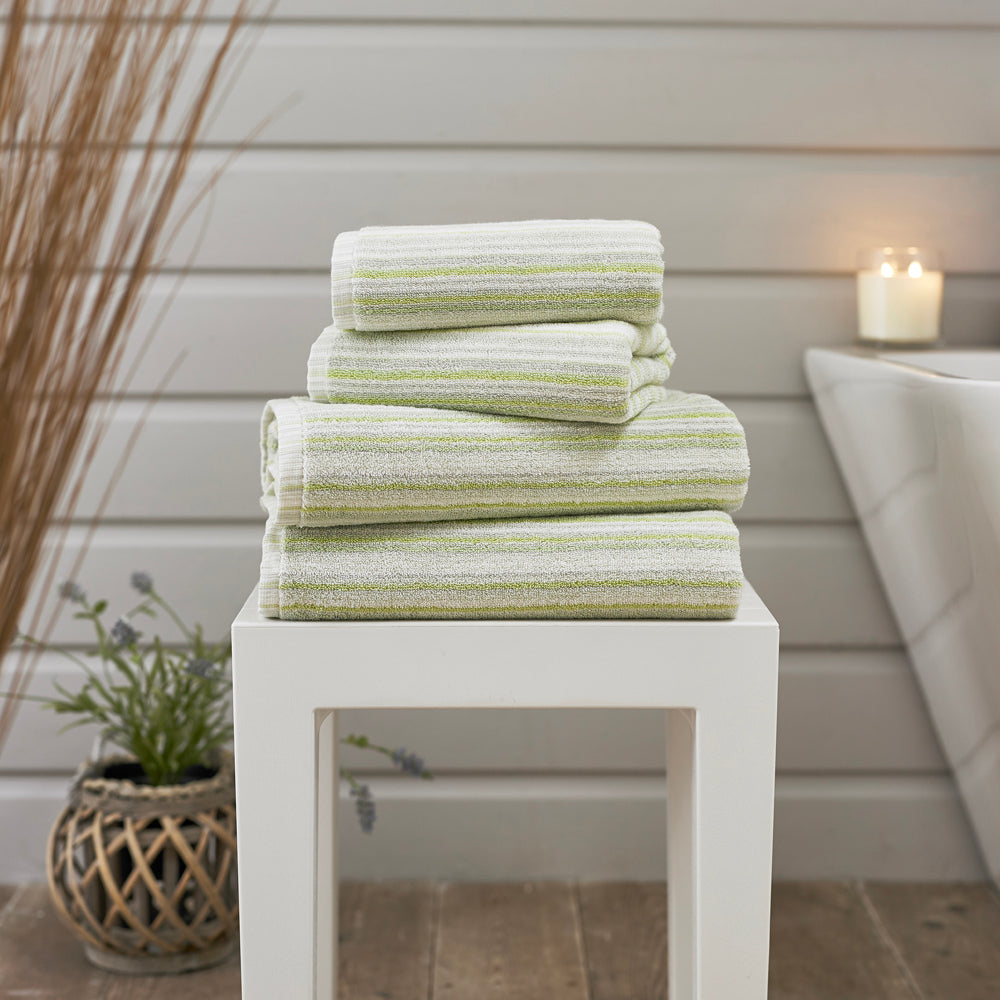 Didlington Stripe Supersoft 100% Cotton Towels | Bath Sheet | Green
