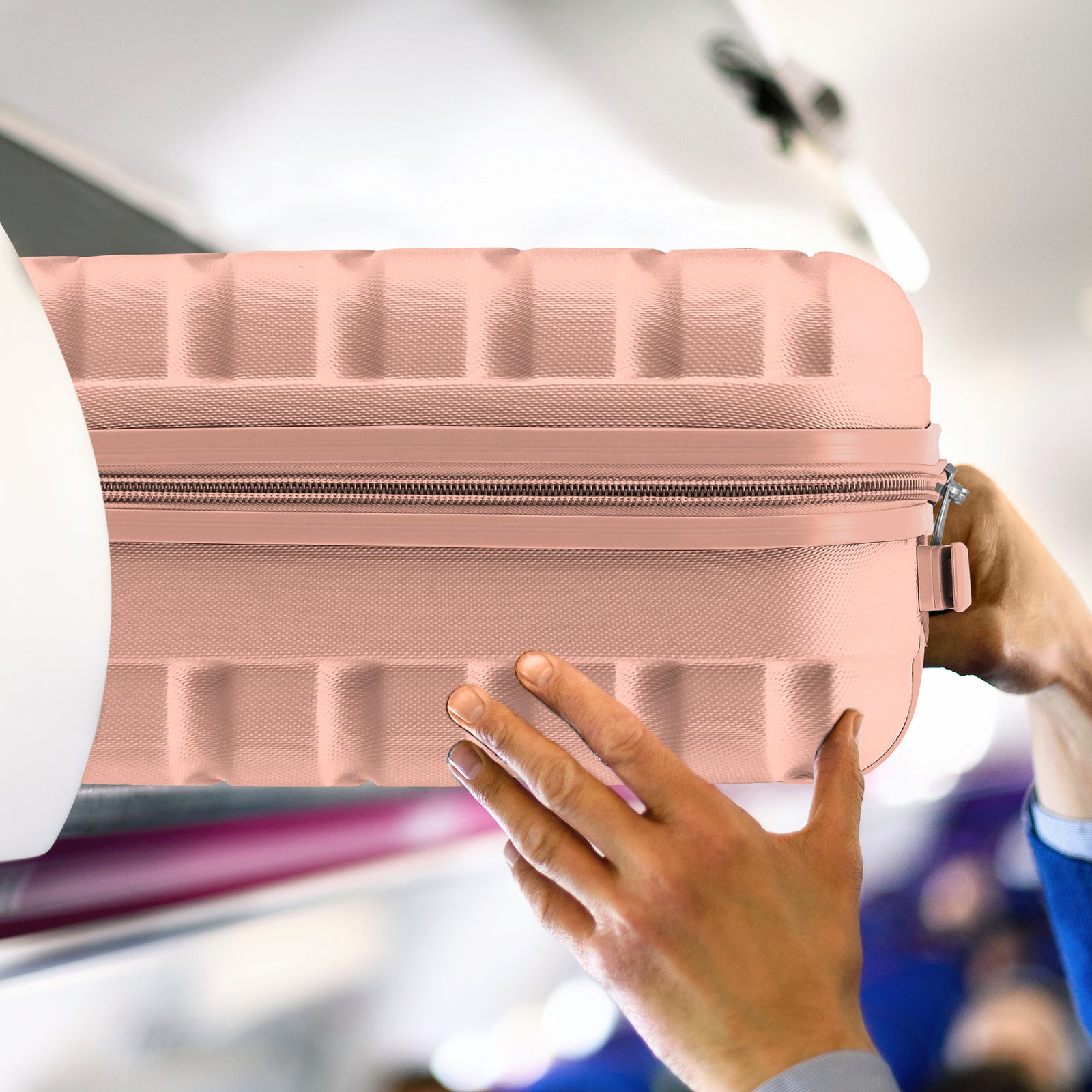 45x36x20cm Lightweight Underseat Cabin Carry On Suitcase - 100+ Airline Approved - Hard Shell Luggage - 4 Wheels | 45 x 36 x 20cm | Rose Gold