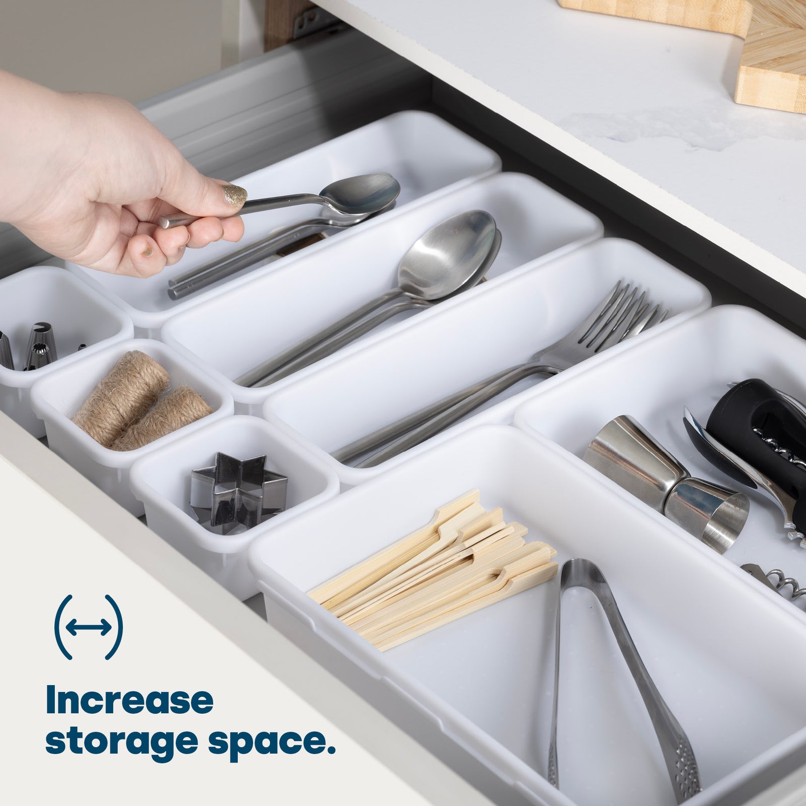 8pc Interlocking Drawer Organiser White