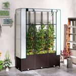 Raised Garden Bed With Trellis, Plastic Planter Box