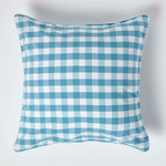 Block Check Cotton Gingham Cushion Cover | 60cm x 60cm | Blue