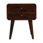 Solid Wood Curved Dark Walnut Bedside