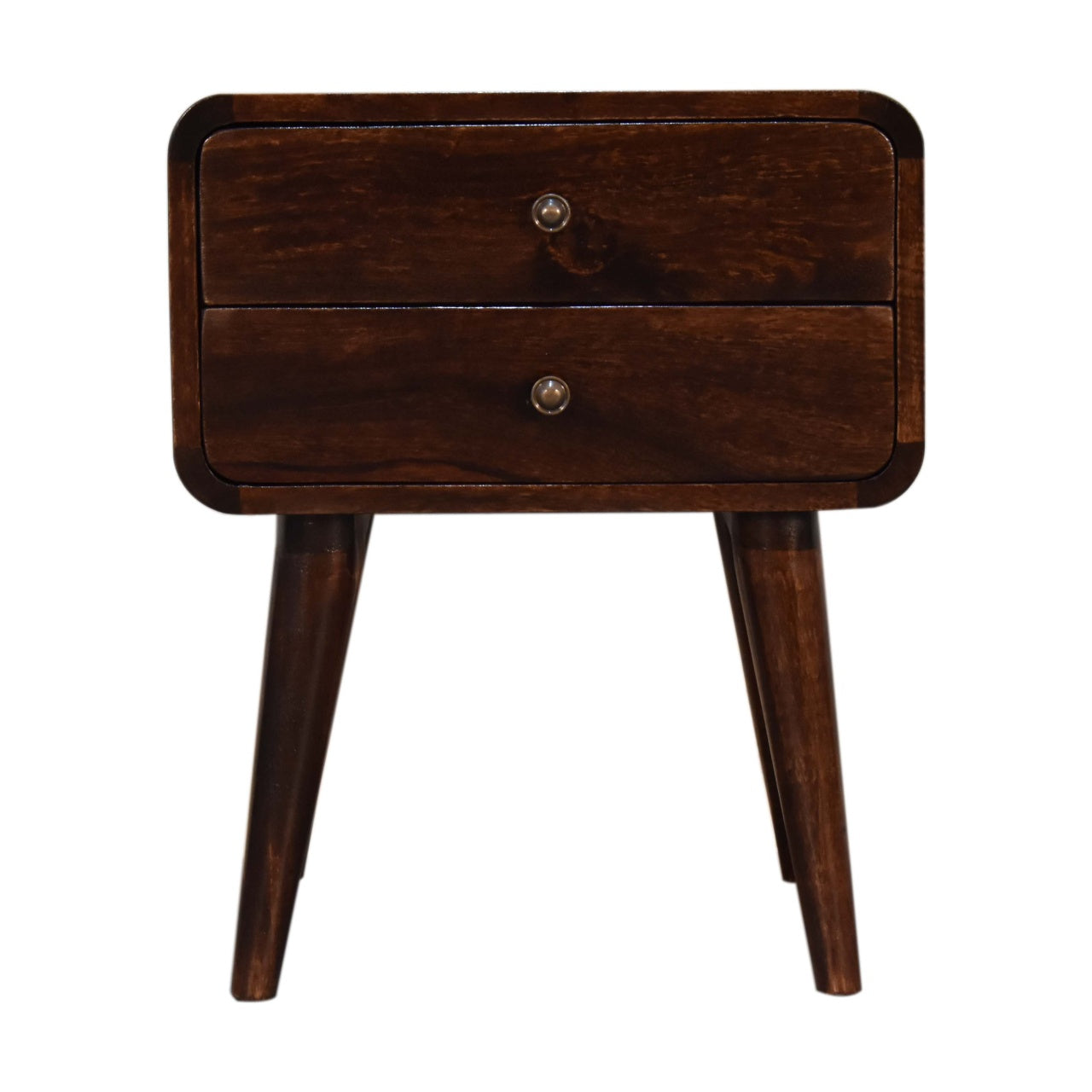 Solid Wood Curved Dark Walnut Bedside