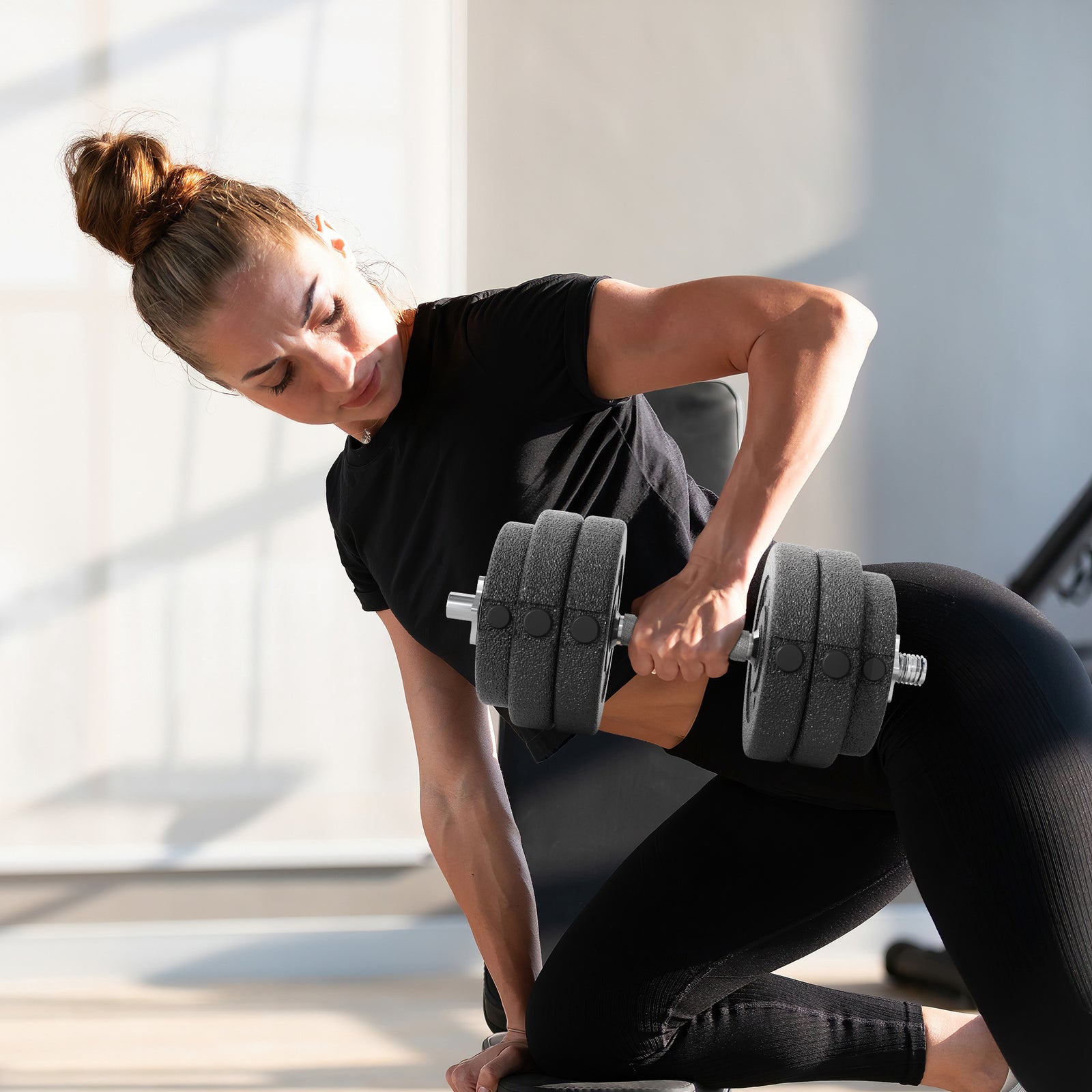 30kg Adjustable Dumbbells Weight Set | Black