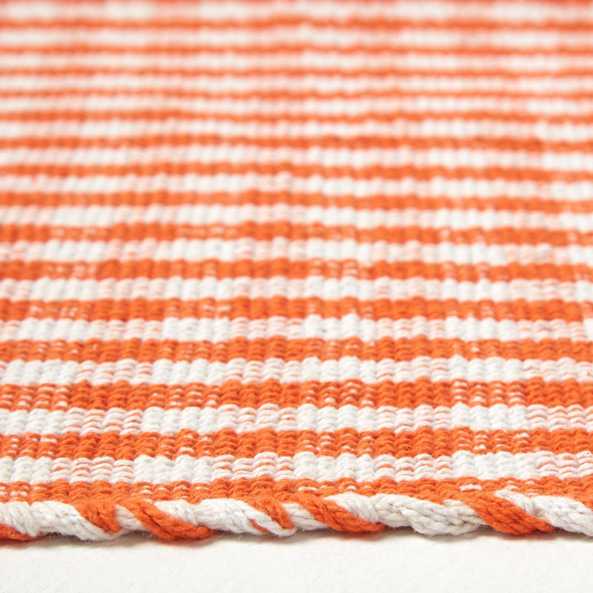 Cotton Gingham Check Rug Hand Woven | 200cm | Orange