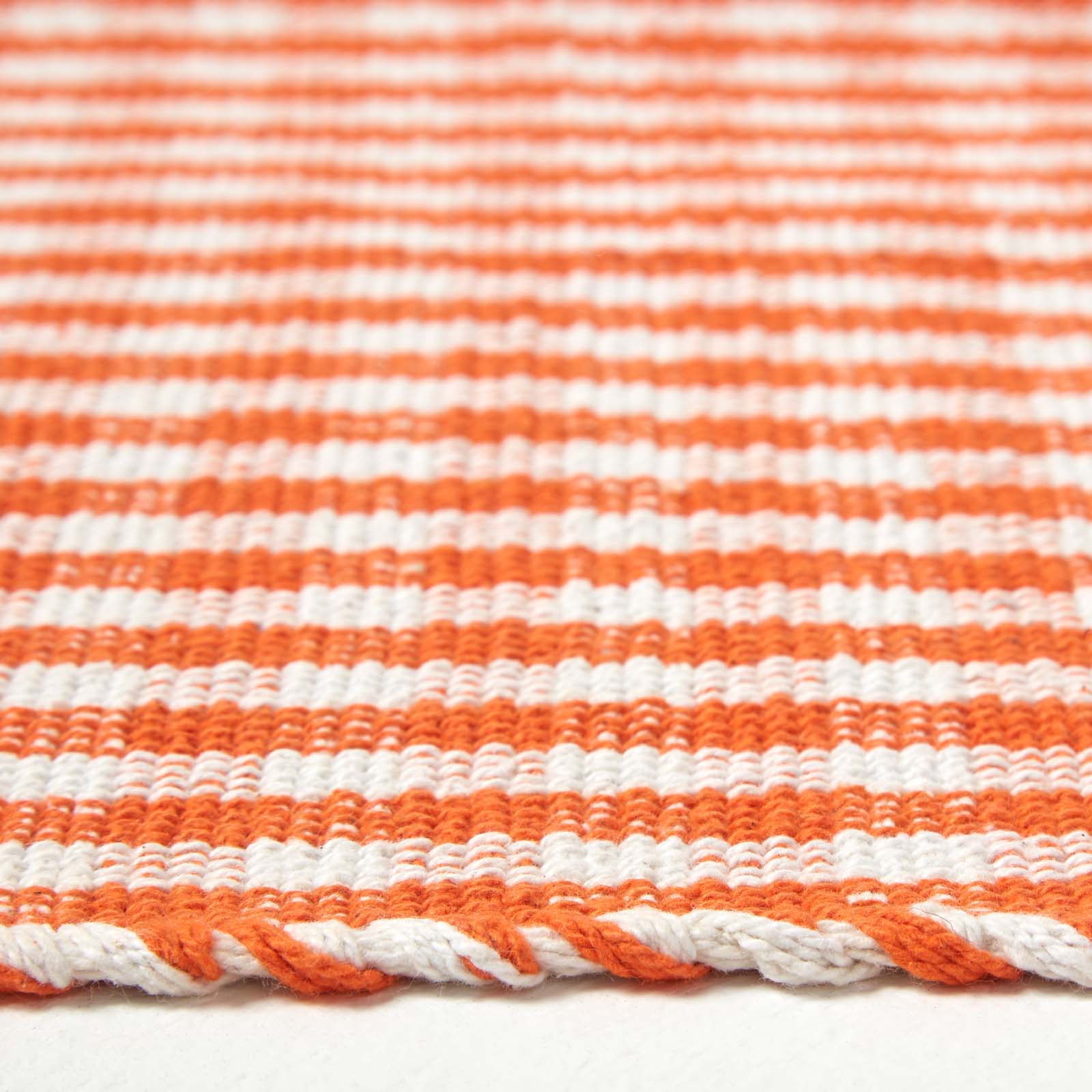 Cotton Gingham Check Rug Hand Woven | 200cm | Orange