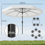 3 M Garden Parasol With Tilt & Crank, Upf30+ Outdoor Table Umbrella | Cream
