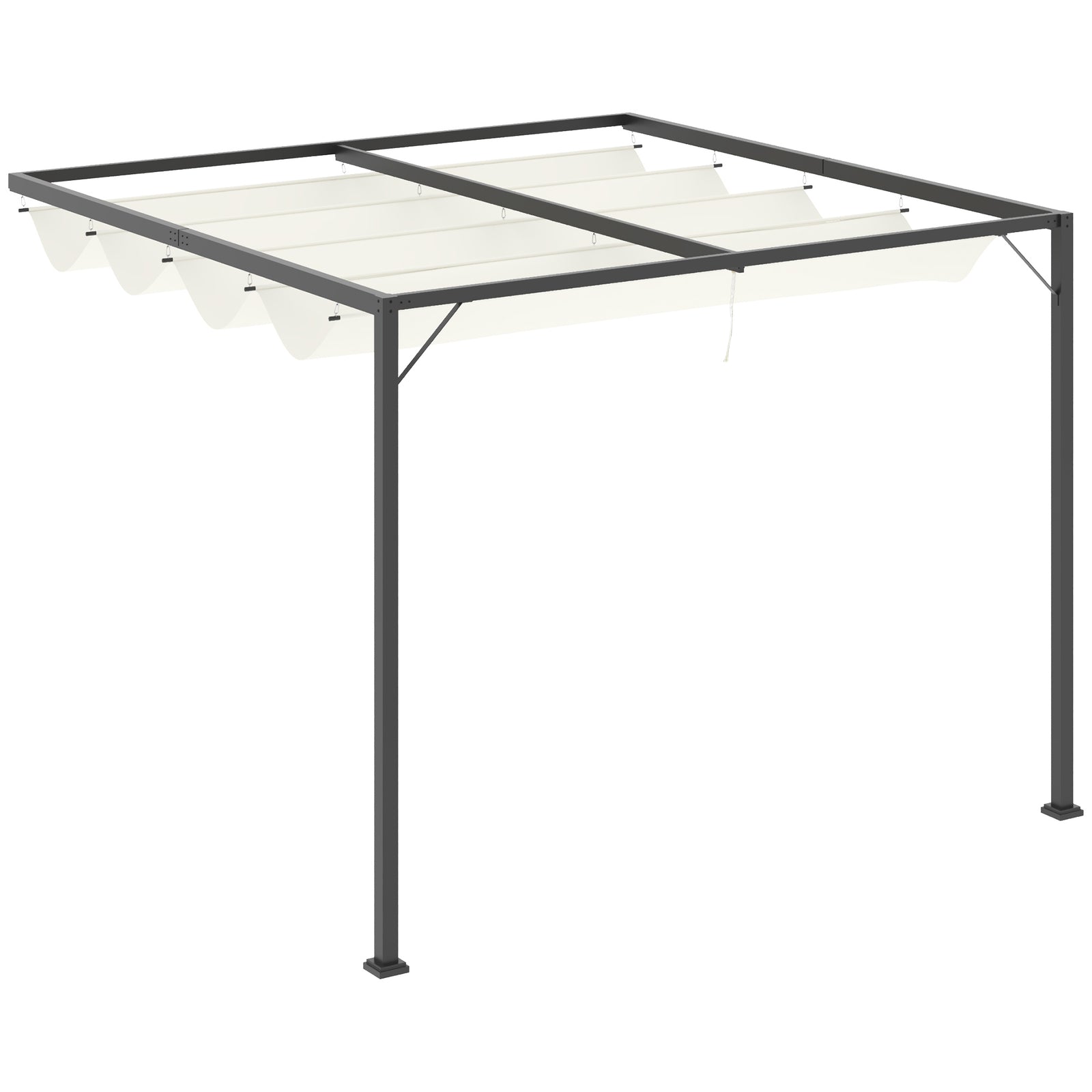 Outdoor Pergola Retractable Canopy Wall Mounted Gazebo | Cream