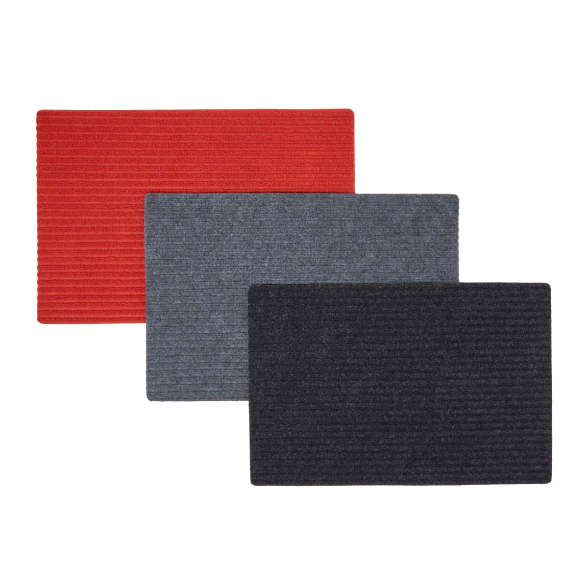 HOMESCAPES Set Of 3 Ribbed Door Mats, 40 X 60 Cm