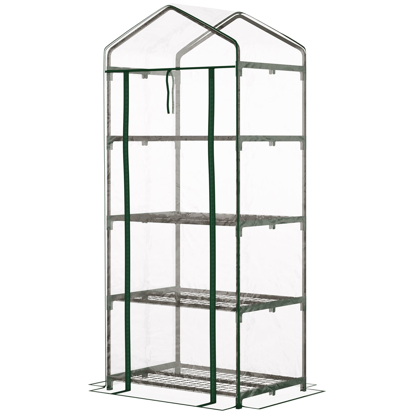 4-tier Portable Greenhouse W/ Pe Cover | Green