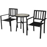 Outsunny 3 Piece Patio Bistro Set W/ Plastic Top, 2 Stackable Chairs