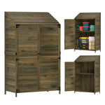 Wooden Garden Storage Shed W/double Doors And Shelves | Green