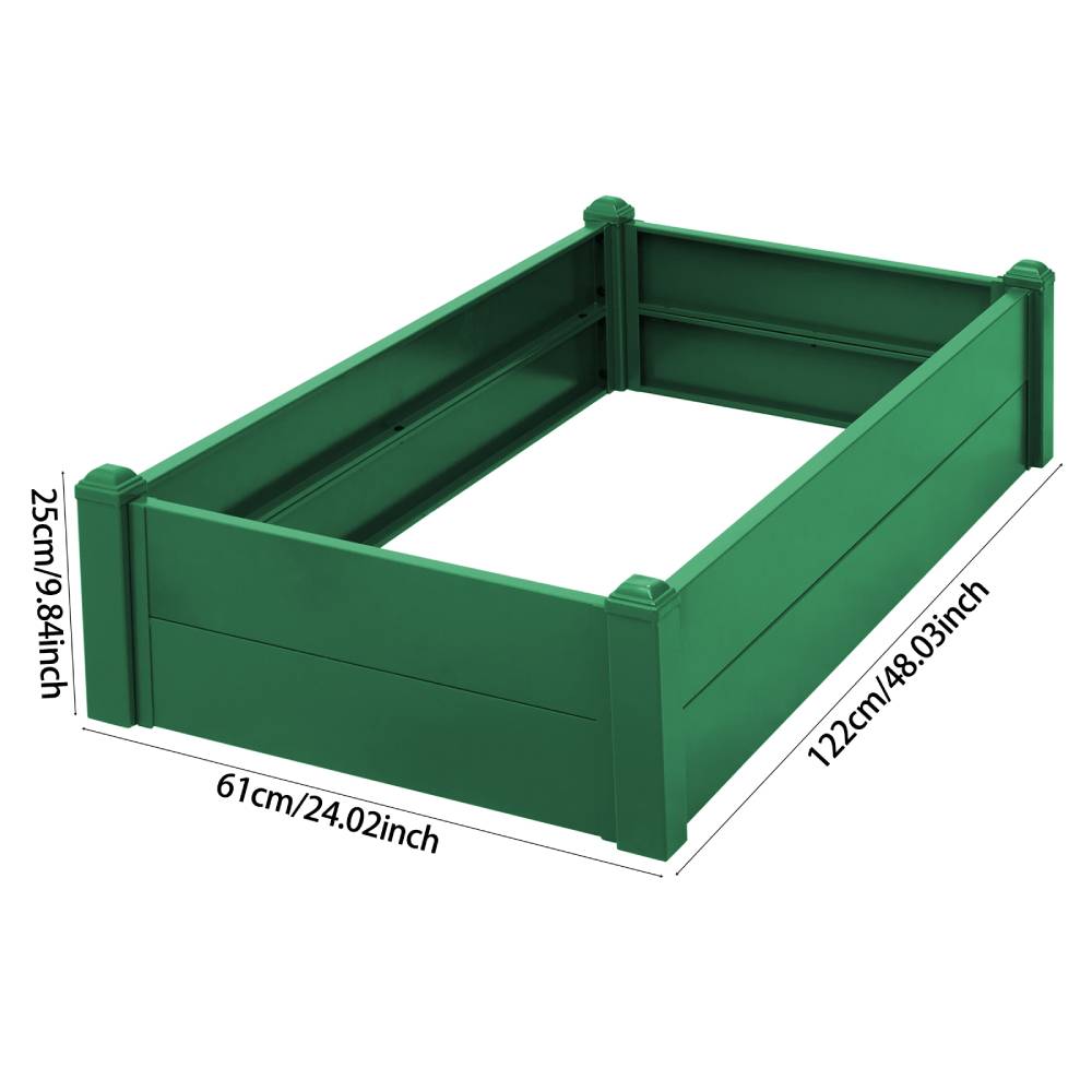 Metal Raised Garden Bed Planter Box – Galvanised Steel Rectangular Outdoor Planter | Dark Green