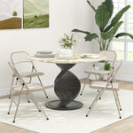 HOMCOM 4 Pack Linen-look Padded Folding Chairs With Cushioned Seat Beige