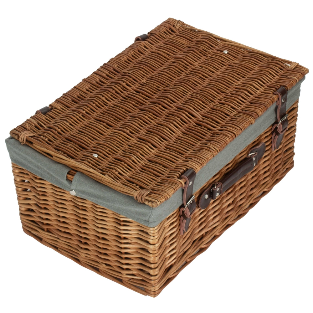 Wicker Double Steamed 51cm Picnic Basket | Gray