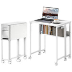 63 Cm Foldable Computer Desk On Wheels For Small Spaces | White