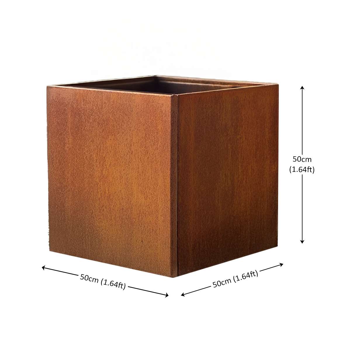 Pre Rusted Metal Planter Cube 50cm X 50cm