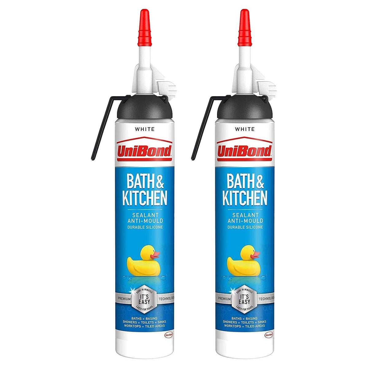 Mould Resistant Bath & Kitchen Silicone Sealant White, 208g | Set of 2