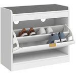 HOMCOM Shoe Bench With 1 Flip Drawer, Cushion, 5 Pairs For Entryway