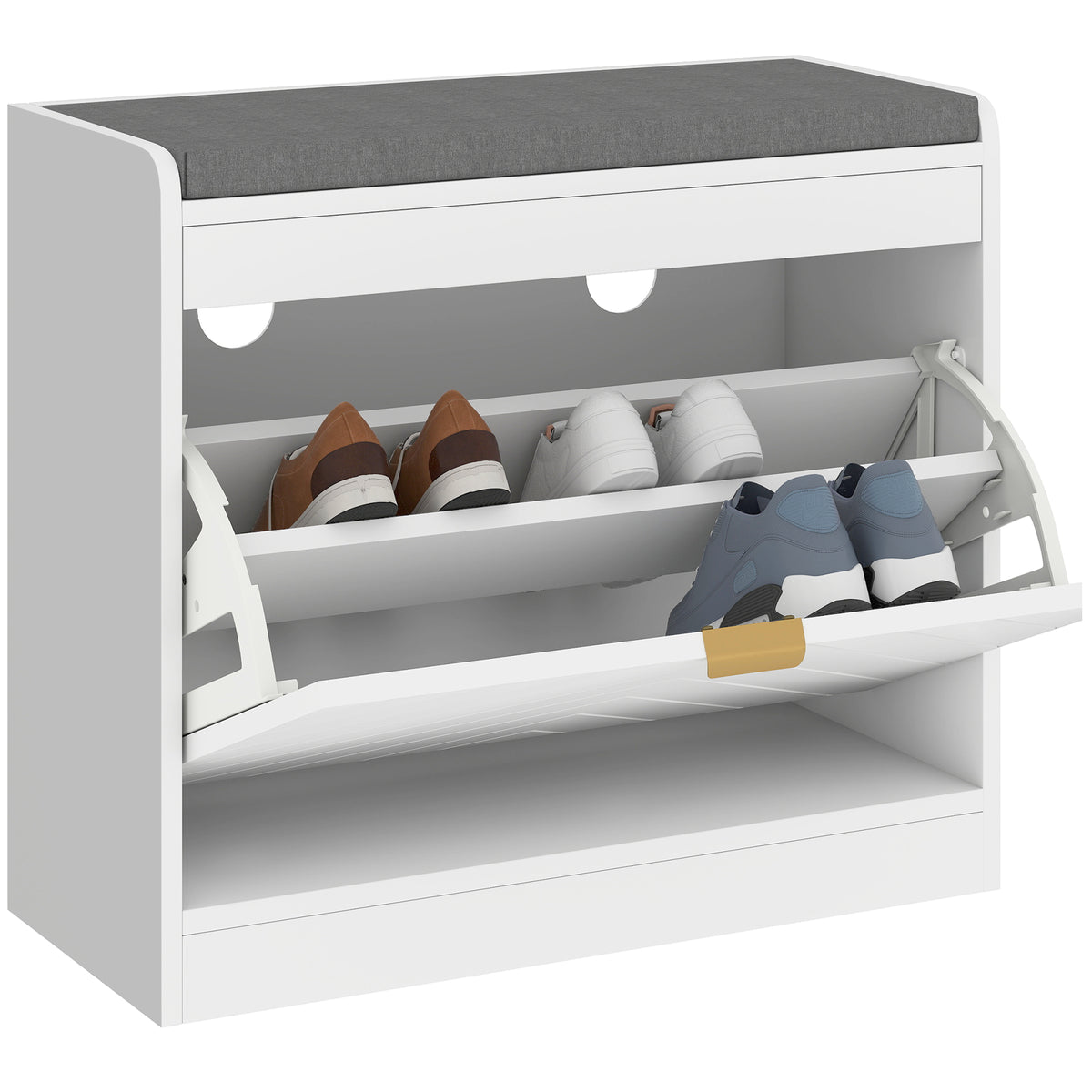 HOMCOM Shoe Bench With 1 Flip Drawer, Cushion, 5 Pairs For Entryway