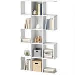 Geometric Bookshelf, 5-tier S Shaped Bookcase | White
