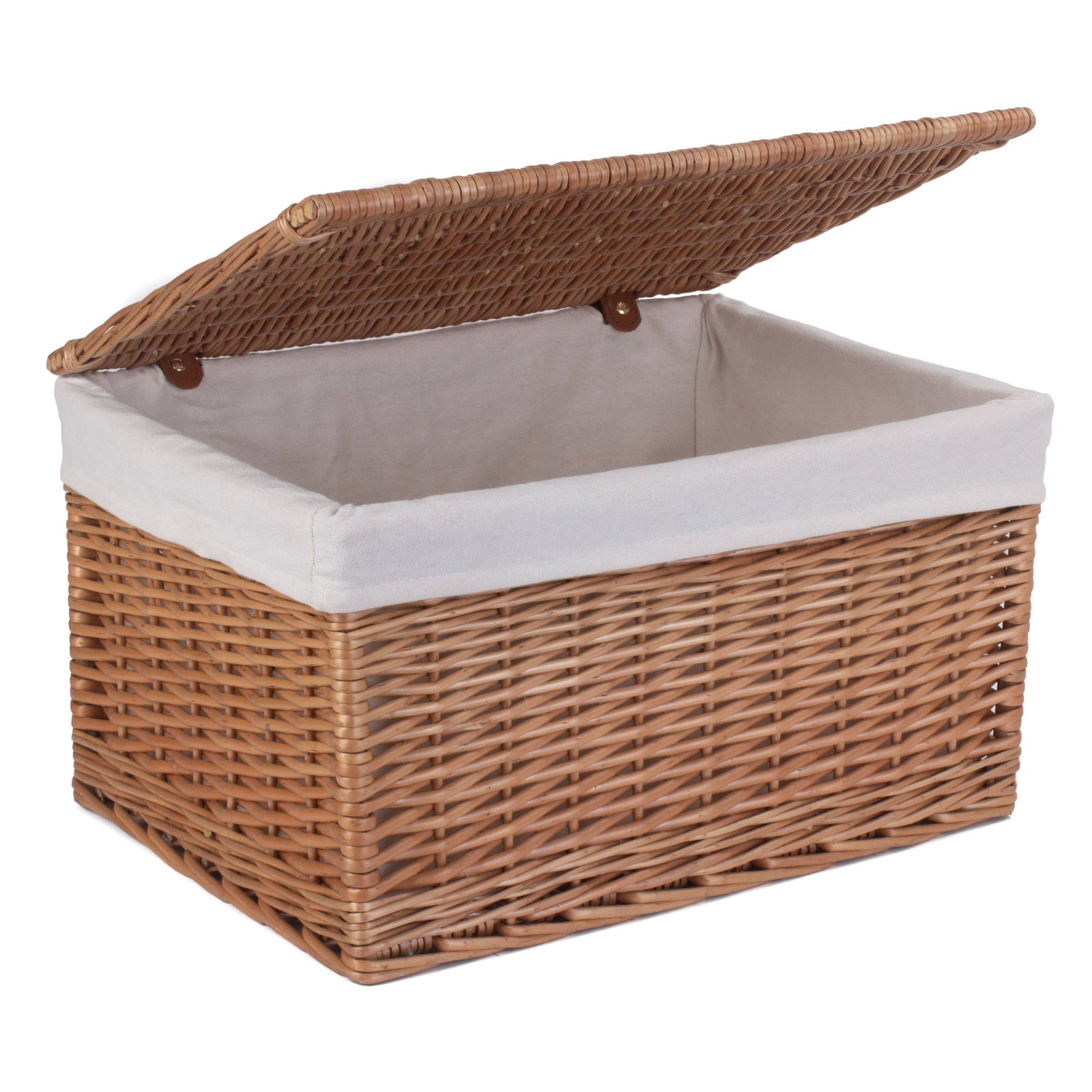 Wicker Light Steamed Cotton Lined Storage Basket | Large | Brown