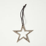 HOMESCAPES Set Of 3 Silver Christmas Ornaments Star Tree Snowflake