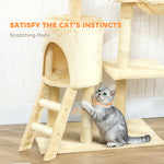 Cat Tree For Indoor Cats, 134cm Scratching Post Climbing Tower | Beige