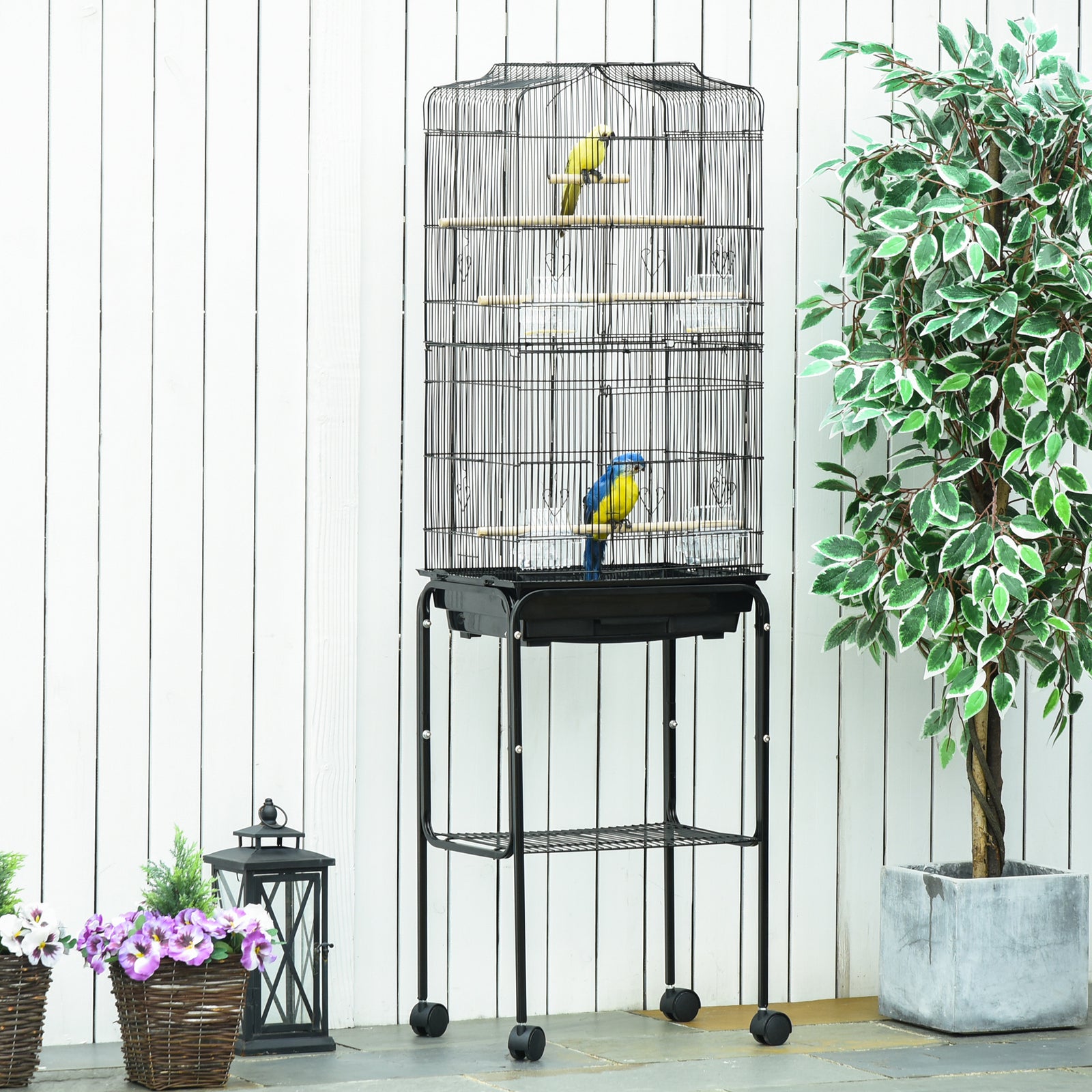 Bird Cage For Budgie Finch Canary Parakeet W/ Stand Sliding Tray | Black