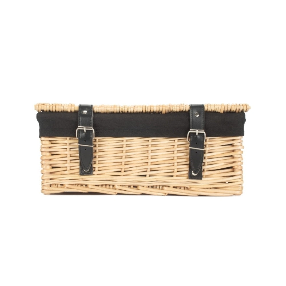 36cm Buff Wicker Empty Picnic Basket | One Size | Black