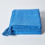 Cotton Rajput Ribbed Throw | 225cm x 255cm | Blue