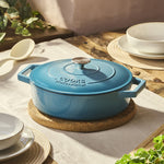 Cast Iron Casserole Dish 28cm Oven Proof Pan & Lid | 28cm | Blue