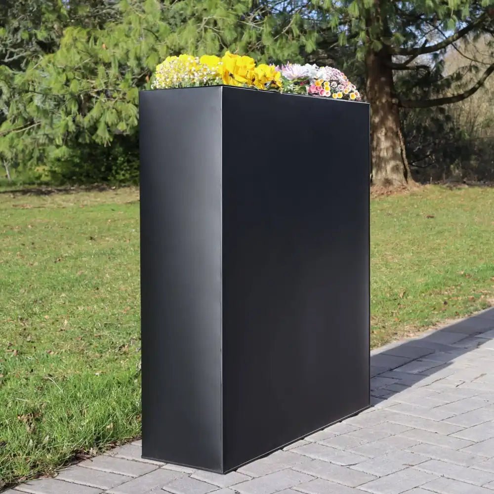 Long Zinc Galvanised Tall Trough Planter | 75cm x 25cm x 90cm | Matte Black