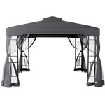 3.6 x 2.95m Outdoor Garden Gazebo with Netting, Heavy Duty Steel Patio Canopy Shelter with Ventilated Roof, Waterproof UV-Resistant Pergola Tent for Backyard