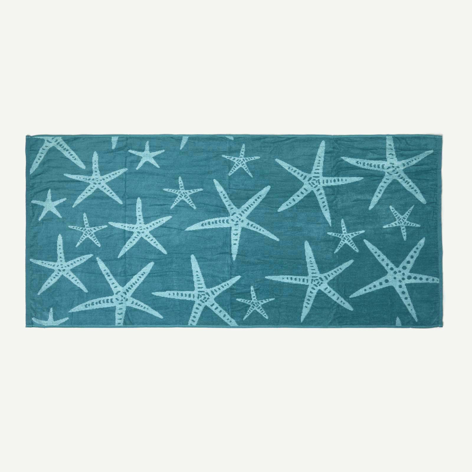 HOMESCAPES Blue Starfish 100% Recycled Cotton Beach Towel