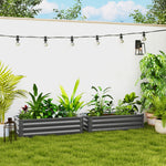 Set Of 2 Raised Garden Bed Galvanised Planter Box | Light Grey