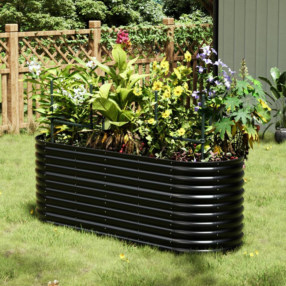 Raised Garden Boxes Oval-shaped Galvanized Steel Raised Garden Bed | Medium | Anthracite