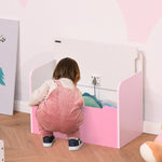Kids Wooden Toy Box Children Storage Chest Bench Organiser Bedroom | Pink