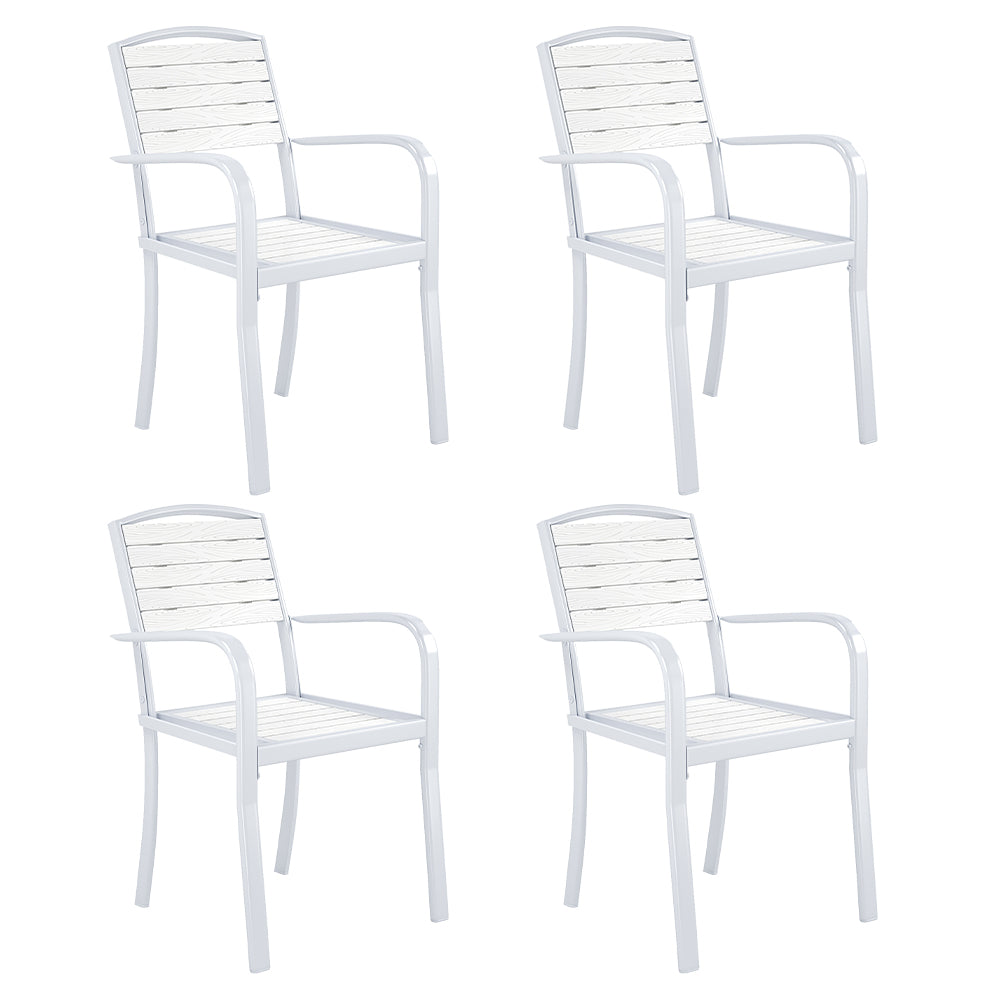 Set Of 4 Garden Dining Armchairs White