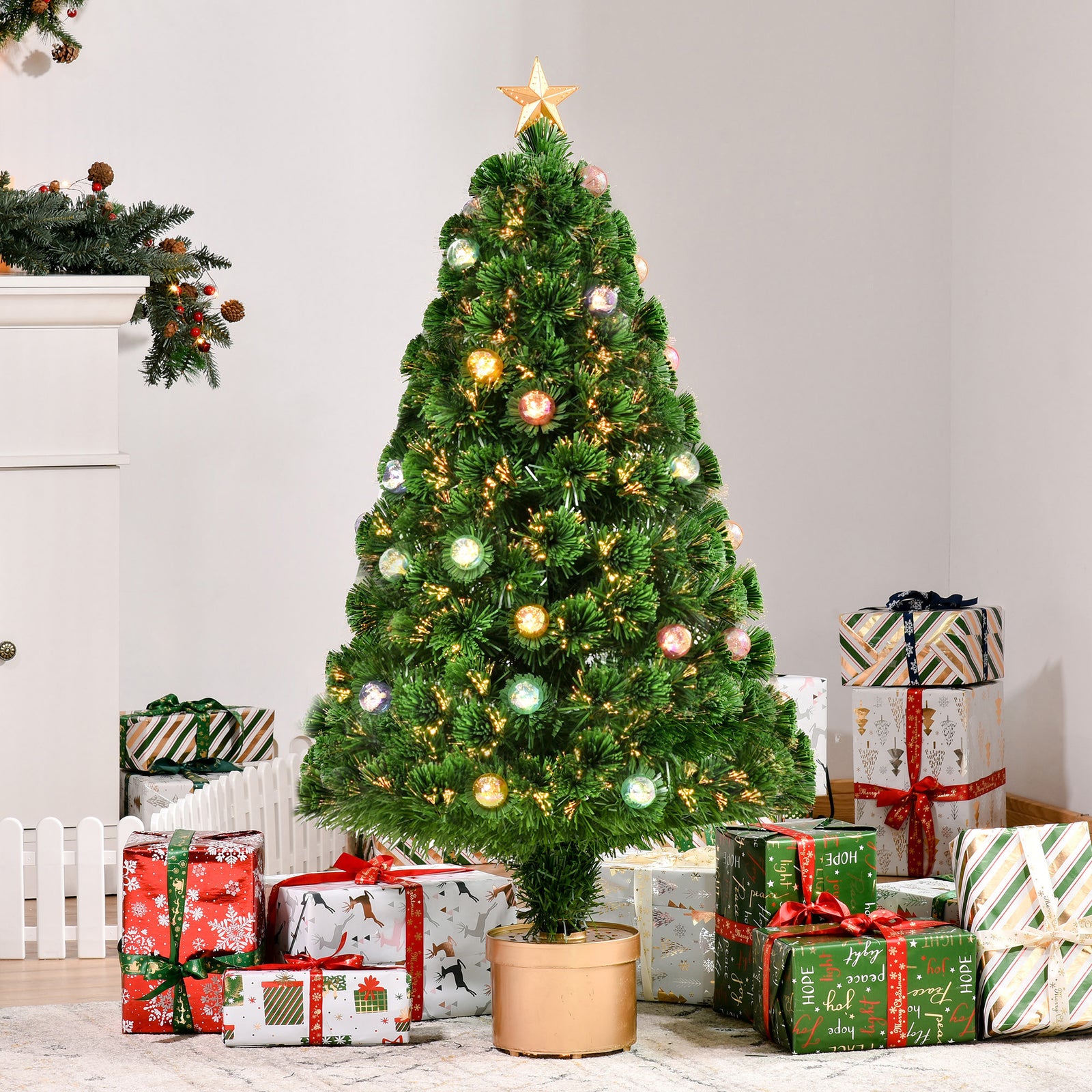 3/4/5ft Prelit Christmas Tree Fiber Optic Home | 4ft | Green