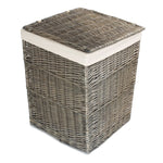 Antique Wash Wicker Square Laundry Basket With White Lining | Small | White